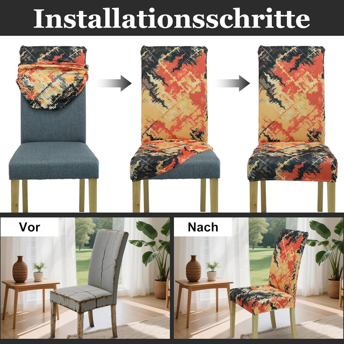 Stuhlbezüge 6er-Set – Weich, Waschbar & Vielseitig