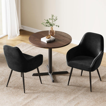 Esszimmerstuhl Set Schwarz – Bequemer Polsterstuhl mit Armlehne