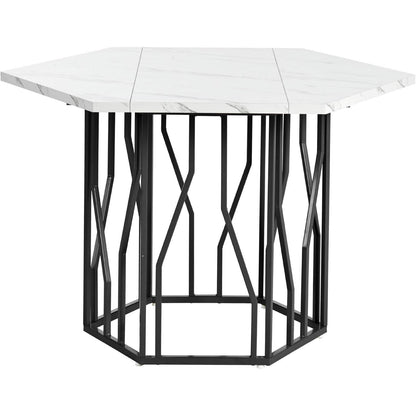 Moderner Esstisch Set (5-teilig) – Marmor & Samt Stühle