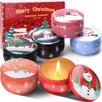 Weihnachtsduftkerzen-Set 6er Pack - Sojawachs Aromatherapie