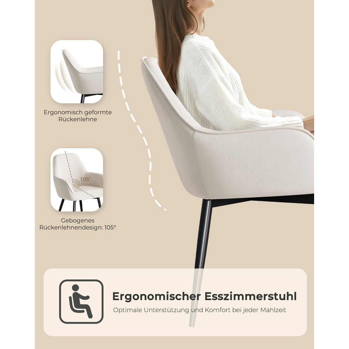Esszimmerstuhl Set 4er – Bequemer Samt Sessel mit Armlehne