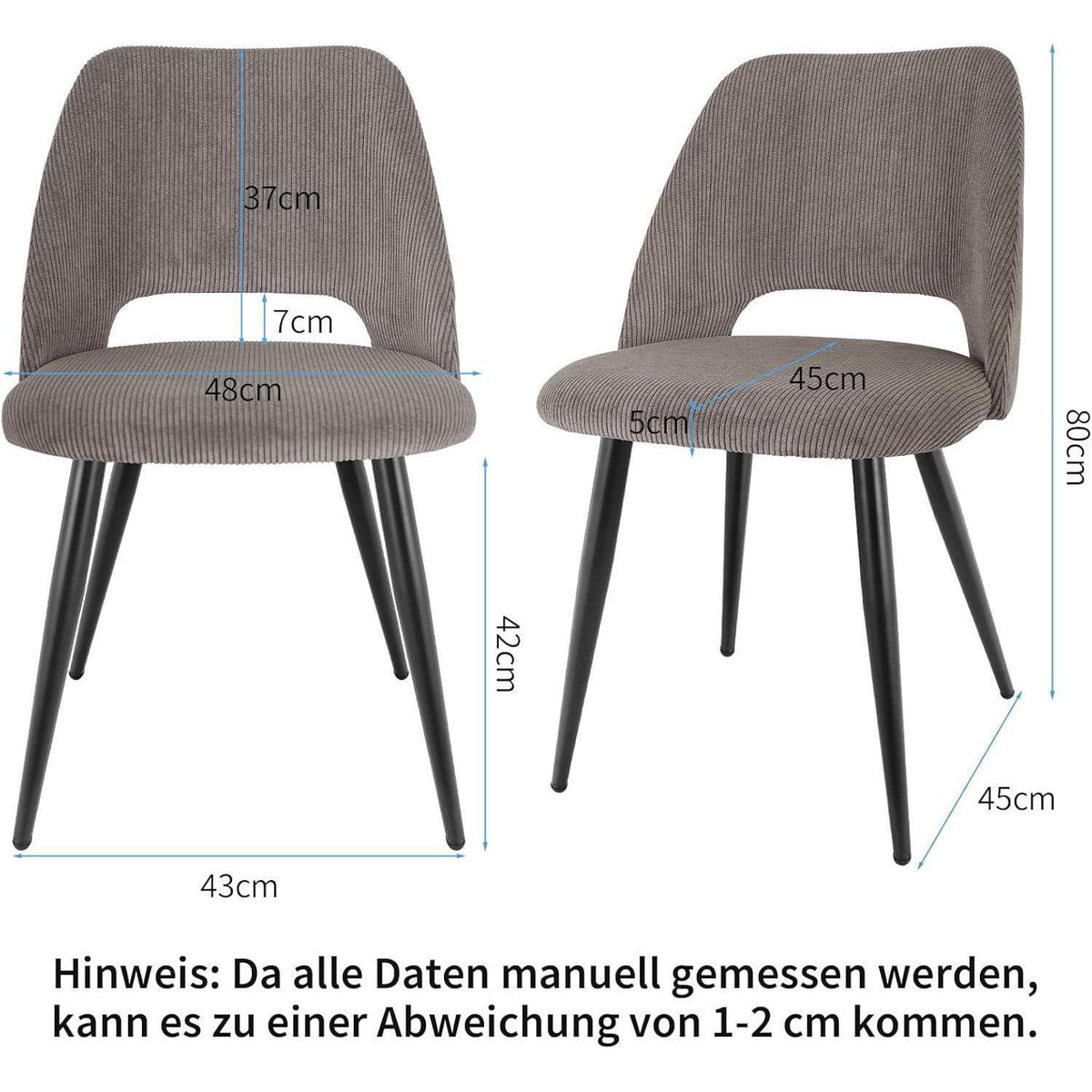 Esszimmerstühle 2er Set, Samt, Braun – Modern & Komfortabel