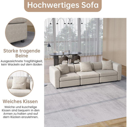 Modulares Stoffsofa 3-Sitzer – Beige, Flexibel & Komfortabel