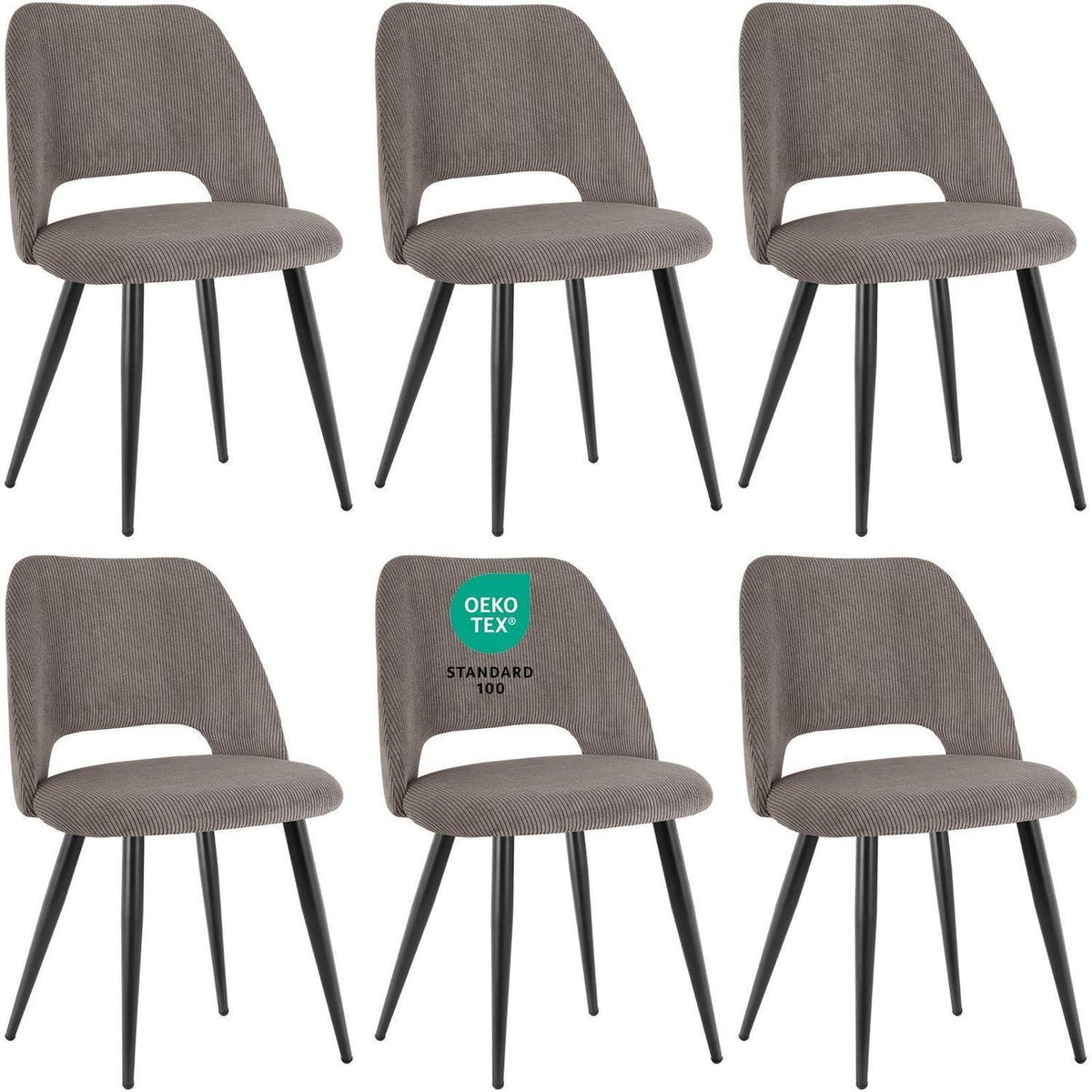Esszimmerstühle 6er Set, Samt, Braun – Modern & Komfortabel