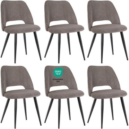 Esszimmerstühle 6er Set, Samt, Braun – Modern & Komfortabel
