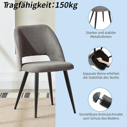 Esszimmerstühle 6er Set, Samt, Braun – Modern & Komfortabel