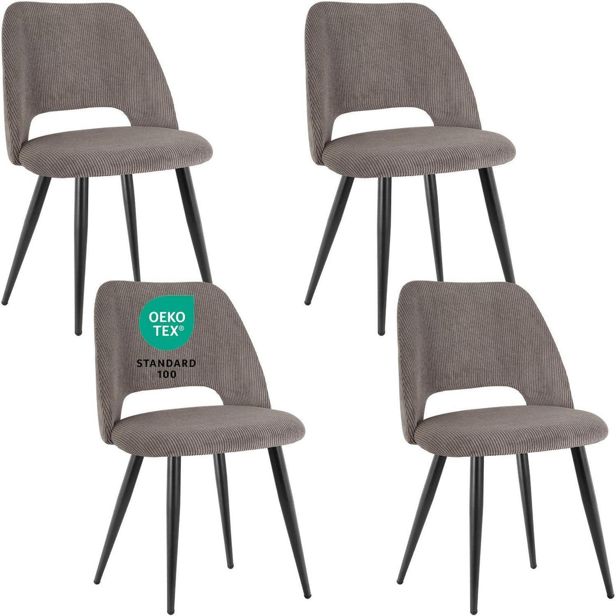 Esszimmerstühle Set 4 Braun, Samt & Metall, Modern & Komfortabel