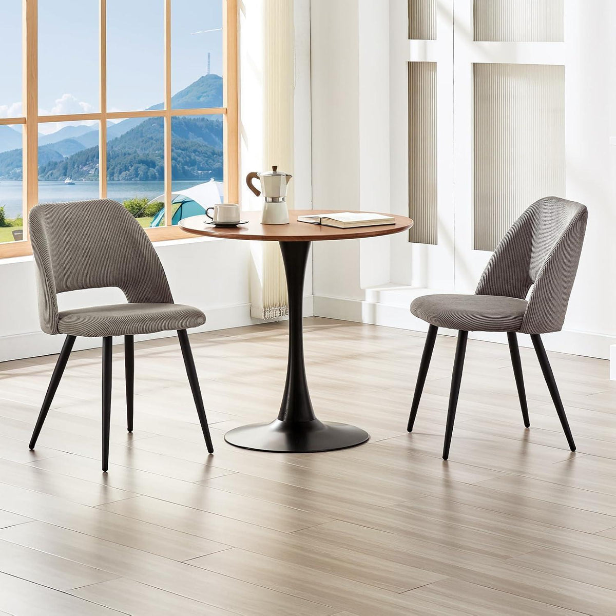 Esszimmerstühle Set 4 Braun, Samt & Metall, Modern & Komfortabel