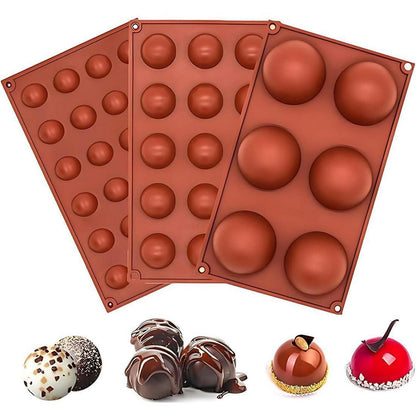 Silikon Backform Halbkugeln 3er Set für Kuchen, Pralinen & Süßigkeiten
