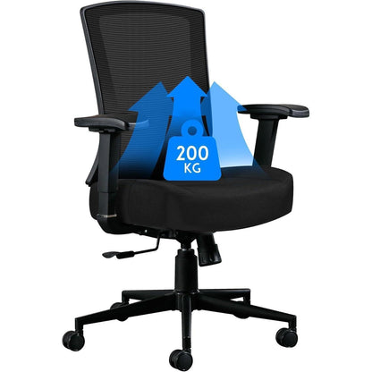 Ergonomischer Bürostuhl 200kg, Mesh, verstellbar, Schwarz