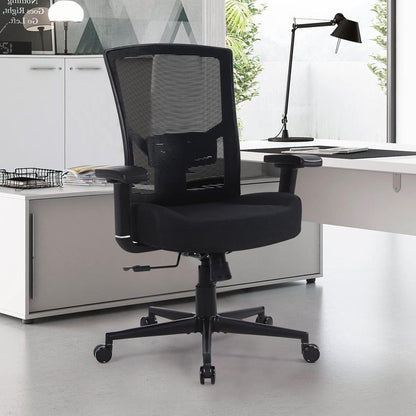 Ergonomischer Bürostuhl 200kg, Mesh, verstellbar, Schwarz