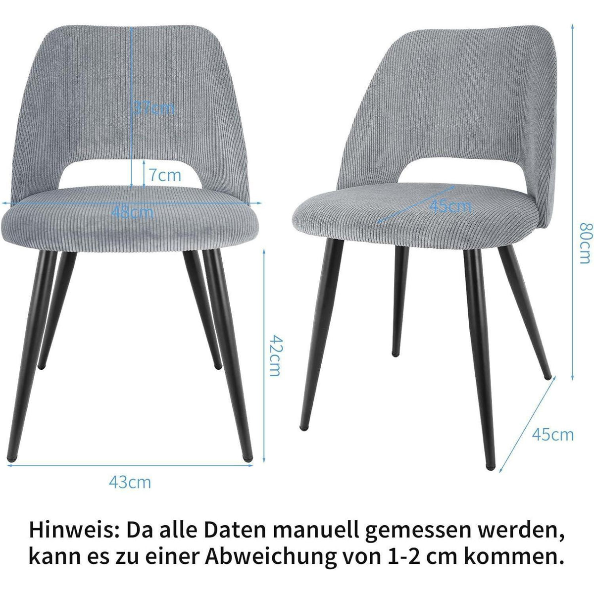 Esszimmerstühle Set 4 Grau, Gepolsterte Samtstühle Modern