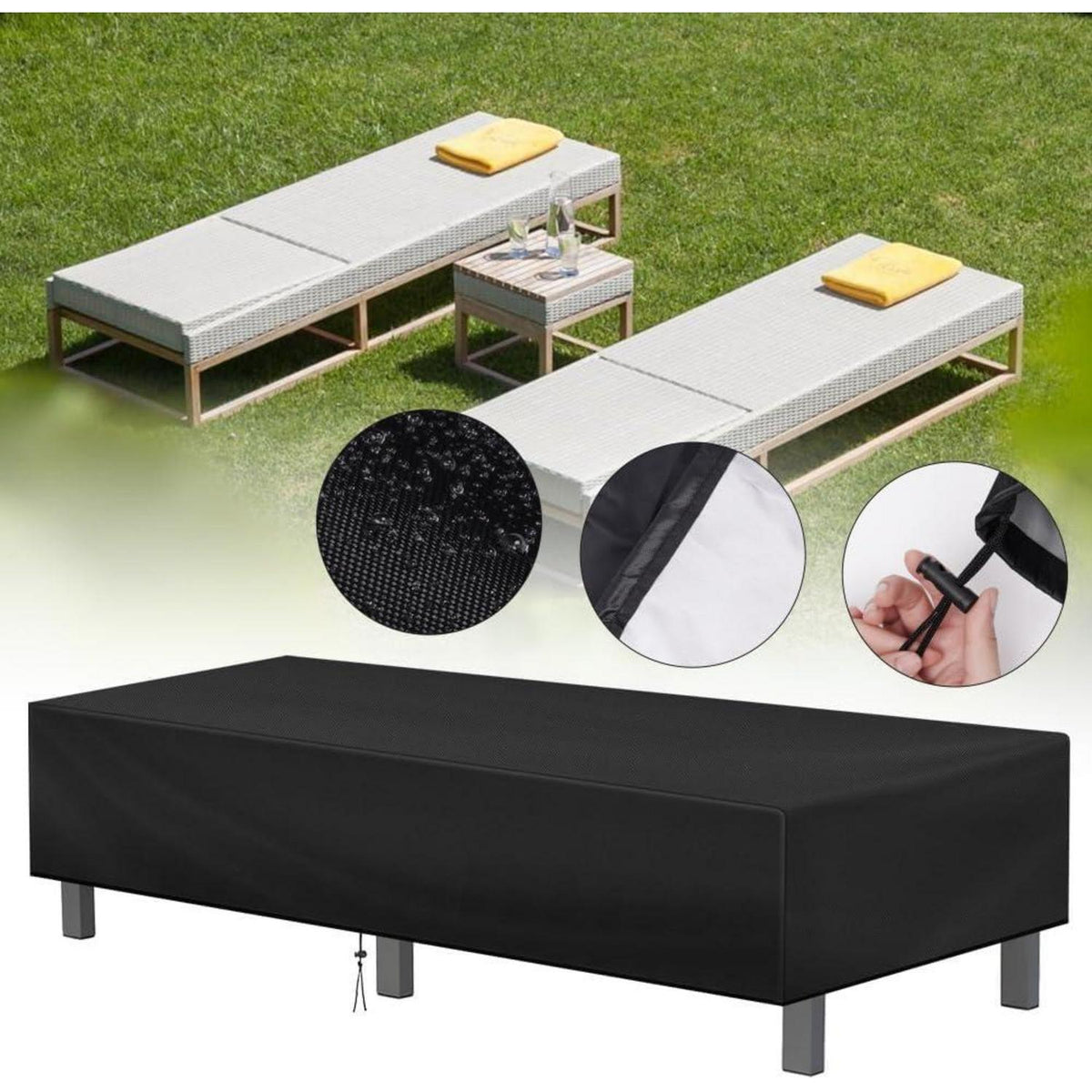 Gartenliege Abdeckung 200x70x30cm – Wasserdicht & UV-Schutz