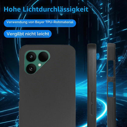 Fairphone 6 Hülle aus Silikon mit Schutzfolie, Schwarz