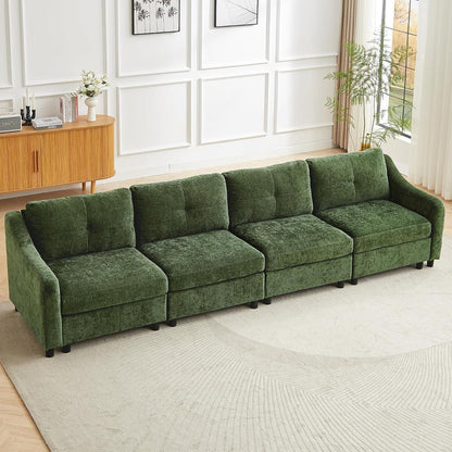 JIEXI Ecksofa mit Schlaffunktion – Dunkelgrün, 4 Sitze