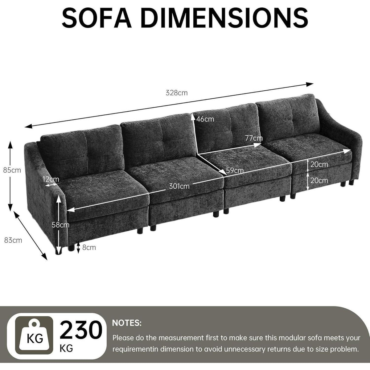 JIEXI Ecksofa mit Schlaffunktion – Grau, 4-Sitzer