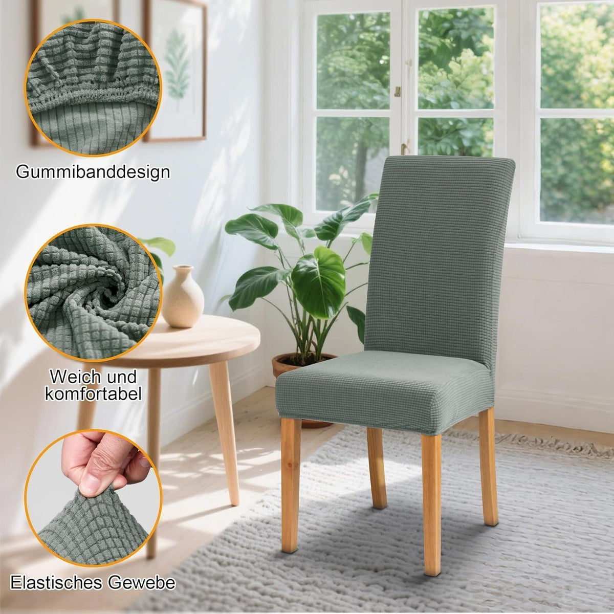Jacquard Stuhlbezug Set 4/6 Stück – Blau, Weich & Dekorativ
