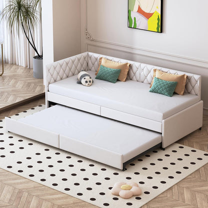 Ausziehbares Schlafsofa Beige Samt 90x200 cm – 3-in-1 Funktionsbett