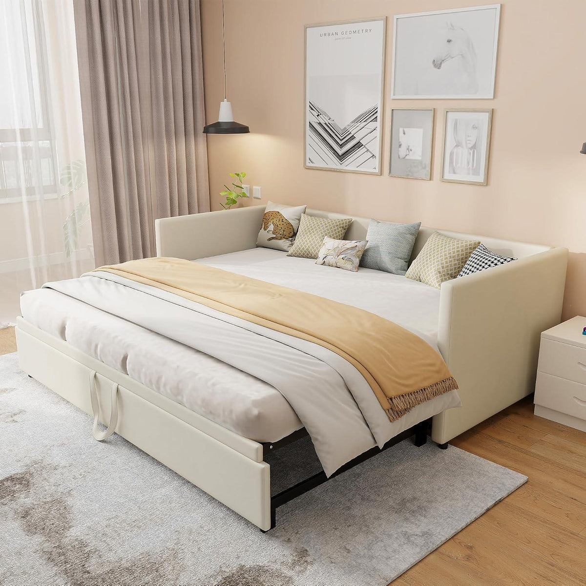 Ausziehbett 90x200/180x200 cm – Samt Schlafsofa mit Lattenrost