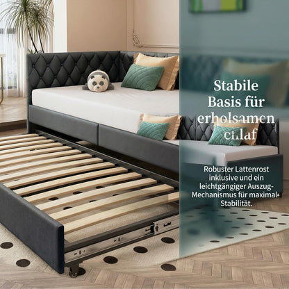 Ausziehbares Schlafsofa 90/180x200cm – Grau Samt