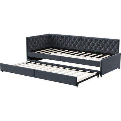 Ausziehbares Schlafsofa 90/180x200cm – Grau Samt