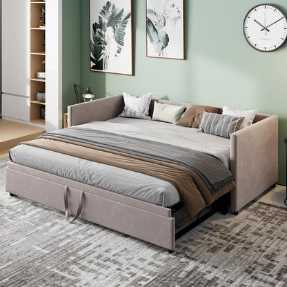 Graues Tagesbett 90x200 ausziehbar 180x200 cm mit Lattenrost