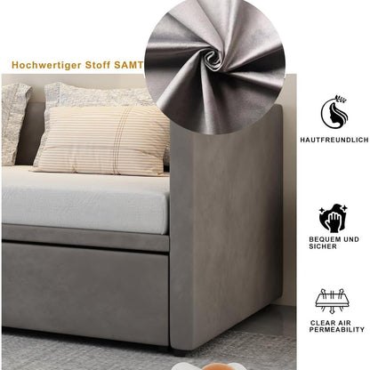 Graues Tagesbett 90x200 ausziehbar 180x200 cm mit Lattenrost