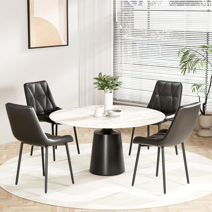 Esszimmerstühle 6er Set, PU Polsterstuhl mit Metallbeinen