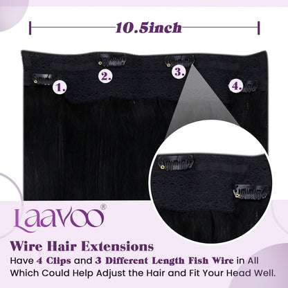 Naturhaar Haarverlängerung Jet Schwarz 45cm - Unsichtbarer Faden