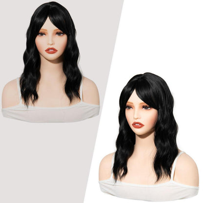 Haartopper mit Pony – 35cm Synthetik Haarteil Schwarz