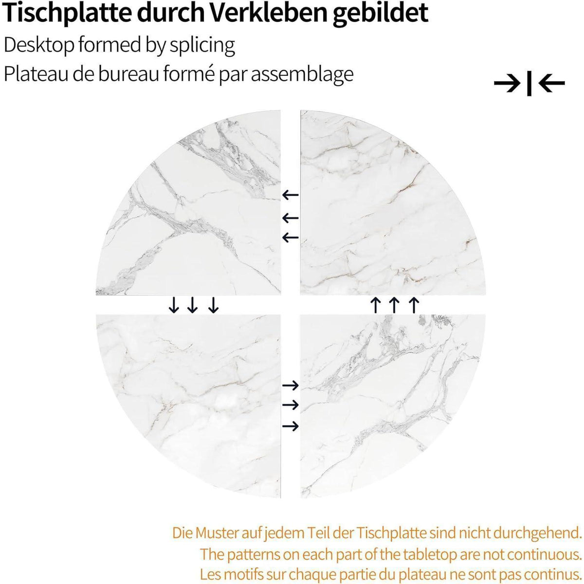 Runde Essgruppe mit 4 Samtstühlen – Weiß & Gold