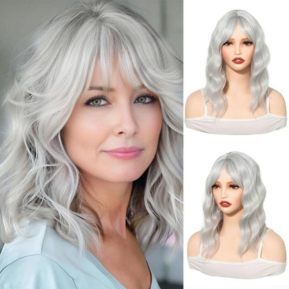 Haartopper mit Pony – Silber, 35cm – für dünnes Haar