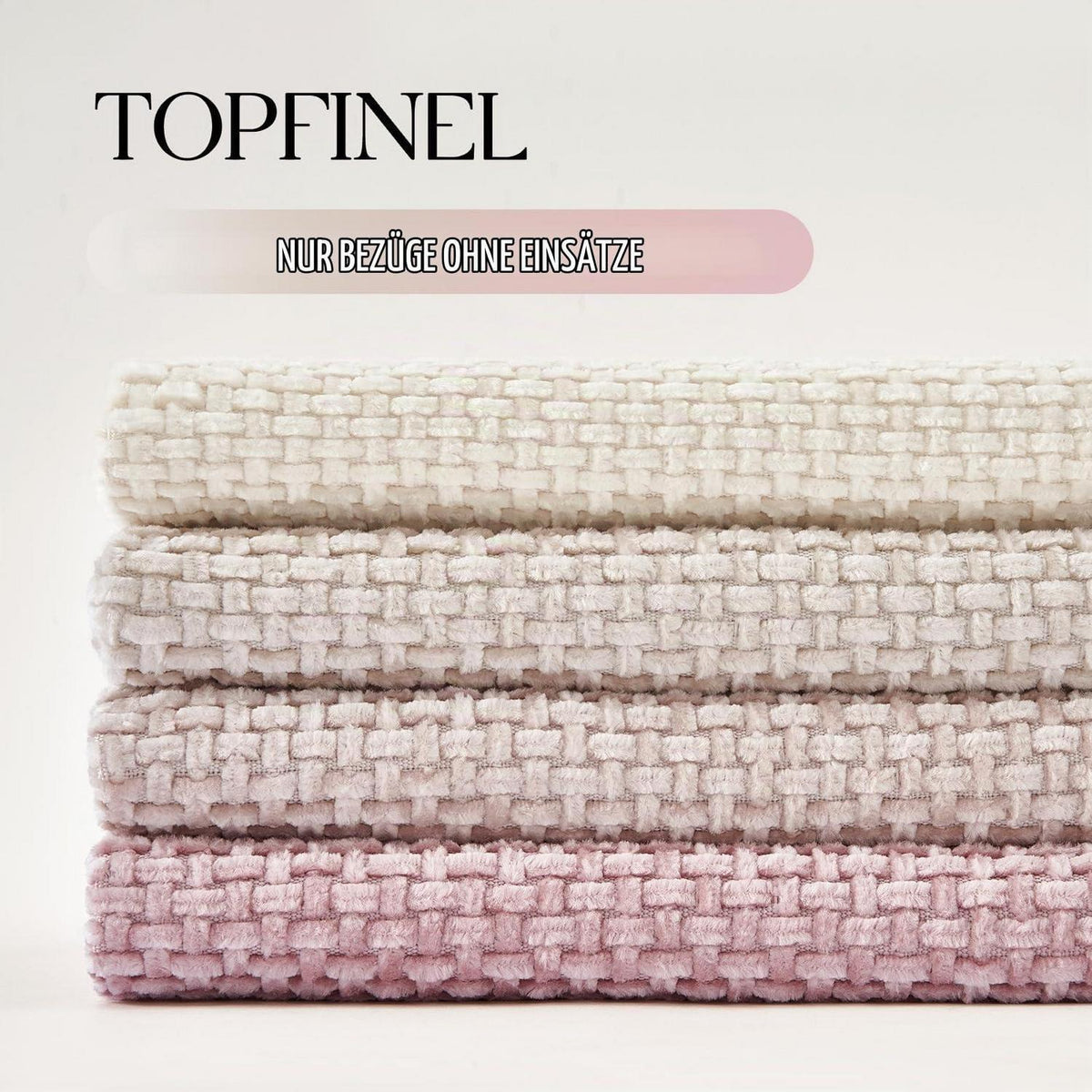 Rosa Chenille Kissenbezug 4er Set 45x45 cm – Zierkissenhüllen