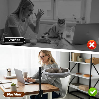 Drehbares Katzenbett Schreibtisch – Höhenverstellbar & Grau