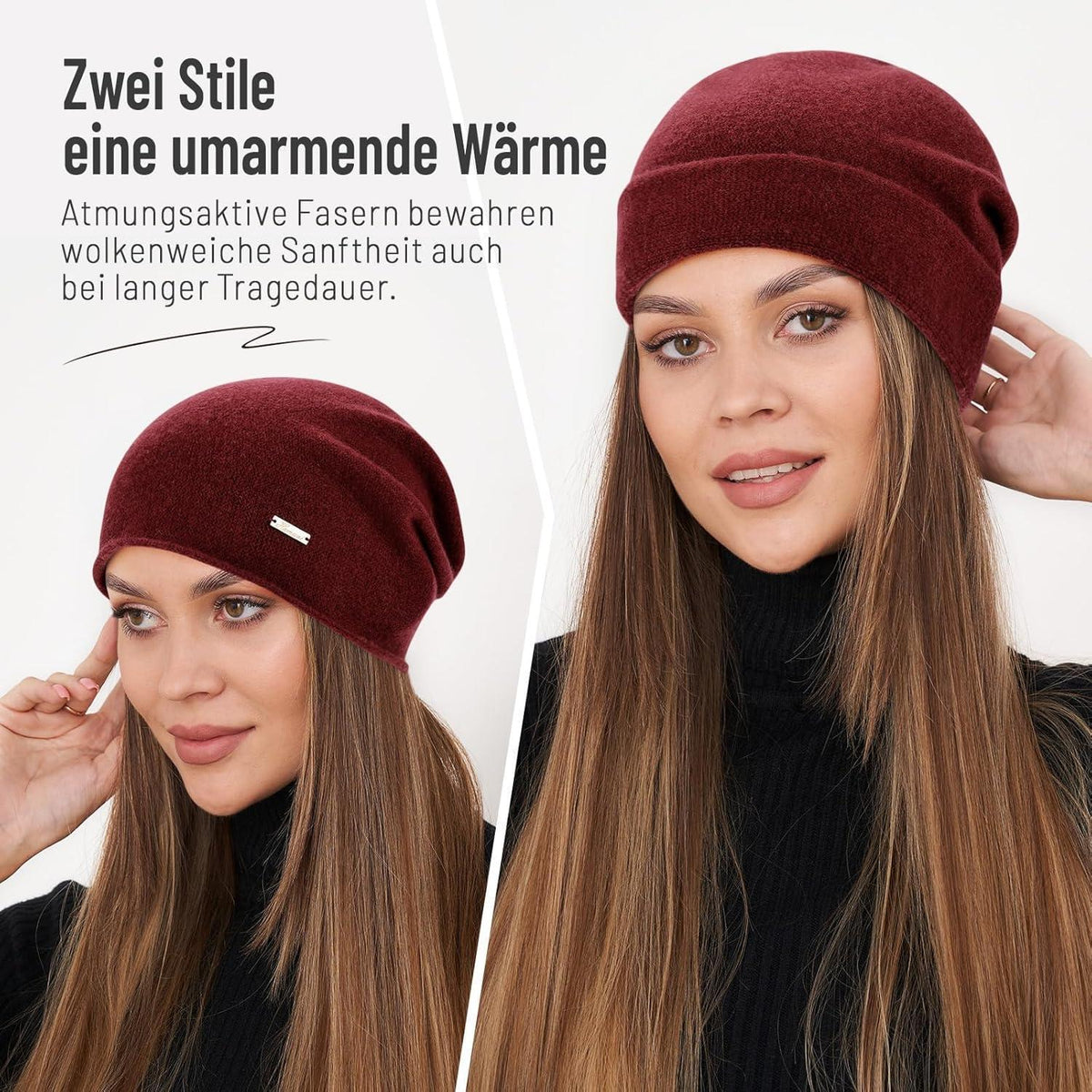 Australische Wollmütze Damen Herren - Atmungsaktive Beanie Rot