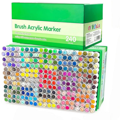 240 Acrylfarbmarker Pinselspitze – Vielseitig zum Malen auf Stein, Holz & mehr