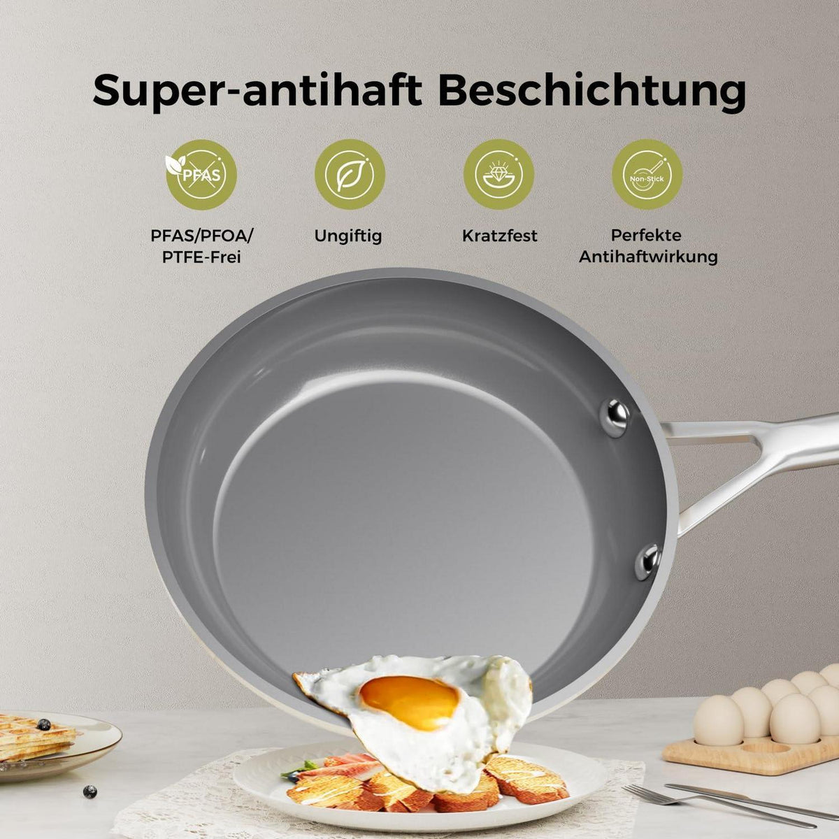 Pfannenset Keramik Induktion 20/24/28cm – Antihaft & Backofenfest
