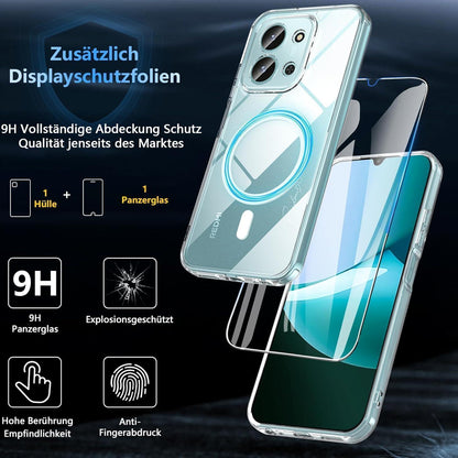 Hülle für Xiaomi Redmi 15C mit 9H Schutzfolie, magnetisch