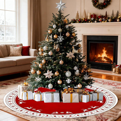 Weihnachtsbaum Unterlage Rund 120cm Elch Schneeflocke Strick