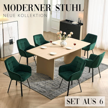Drehbarer Samt Esszimmerstuhl Set (6er) Grün