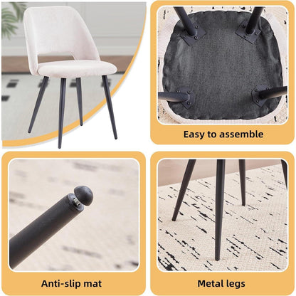 Runder Esstisch Set mit 4 Cord-Stühlen – Modern & Komfortabel