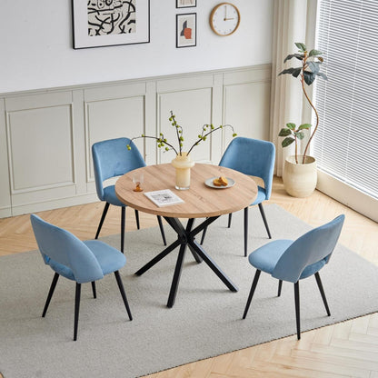 Runder Esstisch Set mit 4 Cord-Stühlen – Modern & Komfortabel