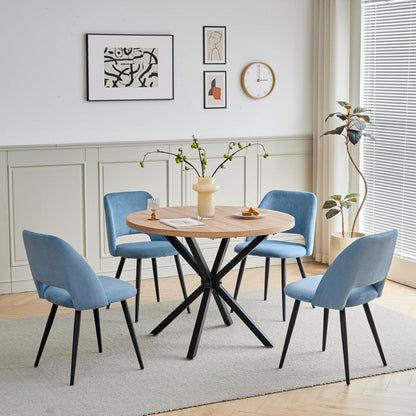 Runder Esstisch Set mit 4 Cord-Stühlen – Modern & Komfortabel