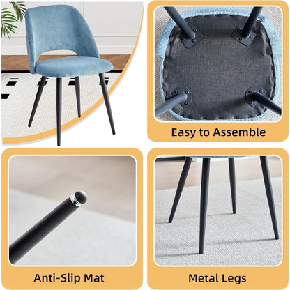 Runder Esstisch Set mit 4 Cord-Stühlen – Modern & Komfortabel