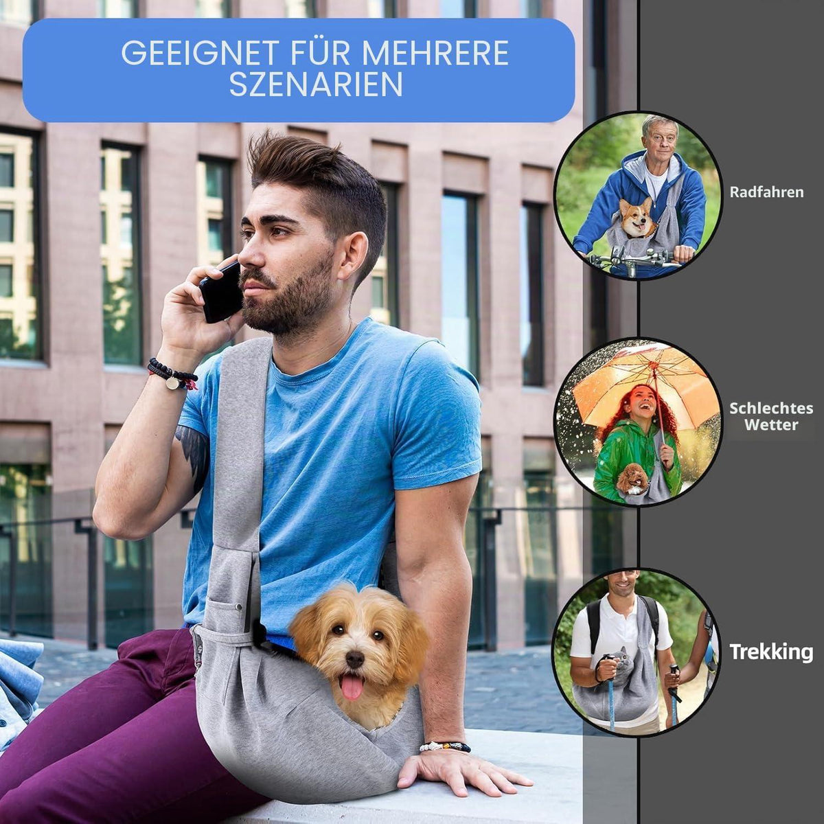 Hundetragetasche für kleine Hunde bis 10kg – Verstellbar & Atmungsaktiv