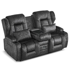 2er Relaxsessel mit Liegefunktion & Konsole – Grau