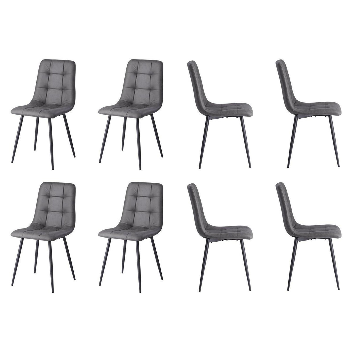 Graues Esszimmerstuhl-Set (8er-Set) – Bequemer Stuhl in Lederoptik