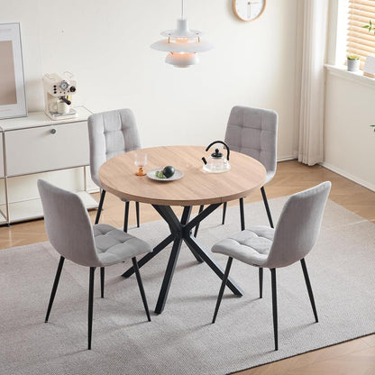 Moderner Esszimmerstuhl Set 4x Grau, Cord & Metall