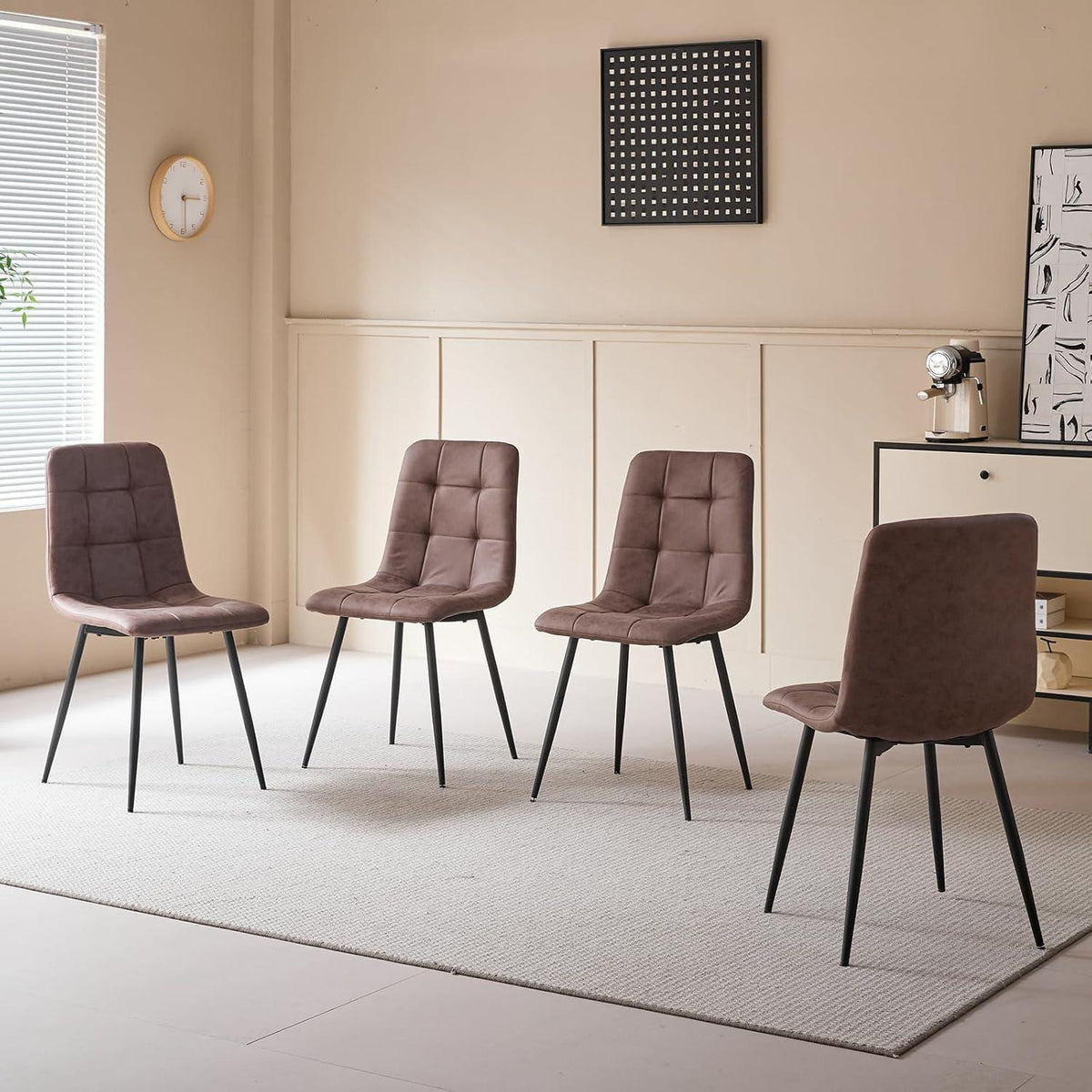 8x Esszimmerstuhl Dunkelbraun – Bequemes Set in Lederoptik