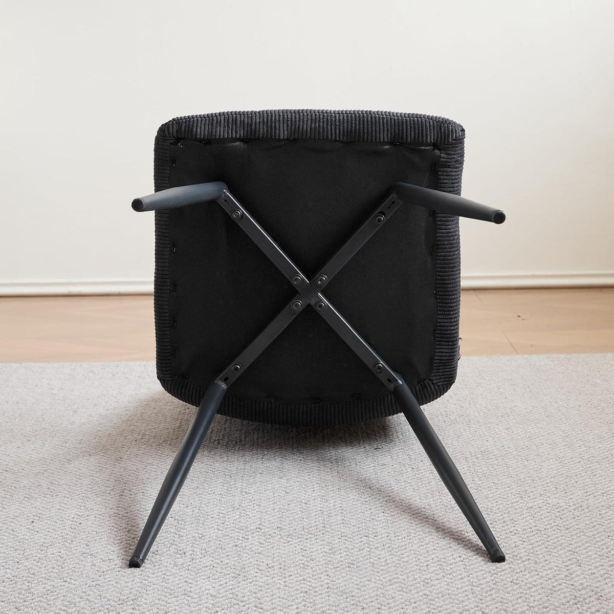 Moderner Esszimmerstuhl Set 8er – Bequemer Cord Sitz Schwarz